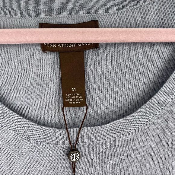 Fenn Wright Manson Women’s Scoop Neck Bat Sleeve Belted Sweater Blue size M - Picture 2 of 4